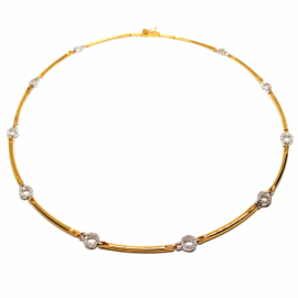 GARANTILLA ORO 18KT CIRCULOS CIRCONITAS 45CM D6MM TRAMO D2,20X1,80MM PESO G13,10