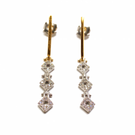 PENDIENTES ORO 18KT ROMBOS CIRCONITAS D47X5,5MM PESO G4,90