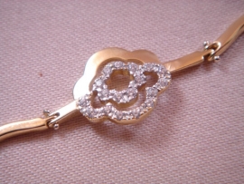 PULSERA ORO 18KT MARGARITA CON CIRCONITAS 19CM 15MM PESO G6,35