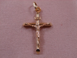 CRUZ ORO 18KT HUECA TUBO CON CRISTO PESO G1,55 D30X20M