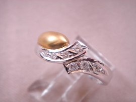 ANILLO ORO 18KT BICOLOR BRILLANTES 0,10 (H-SI) PESO G3,00