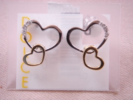 PENDIENTES ORO 18KT DOBLE CORAZON D12MM PESO G3,25