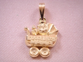 MEDALLA ORO 18KT CARRITO BEBE CON NIÑO PESO G3,95