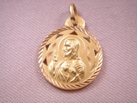 MEDALLA ORO 18KT ESCAPULARIO CORAZON DE JESUS VIRGEN DEL CARMEN PESO 1,90G D17MM