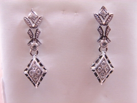 PENDIENTES ORO 18KT ROMBO CIRCONITAS D26X8MM PESO 2,95G