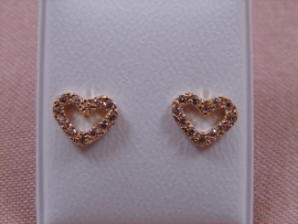 PENDIENTES ORO 18KT BEBE CORAZON CIRCONITAS D7MM PESO 1,65G