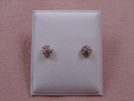 PENDIENTE ORO 18KT MEDIABOLA 4MM CIRCONITAS PESO G0,45