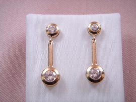 PENDIENTES ORO 18KT CHATONES BARRITA D22X6MM PESO G1,65