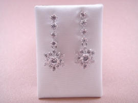 PENDIENTES ORO 18KT ESTRELLA CHORRITO 4 PIEDRAS D30X13MM PESO G6,00