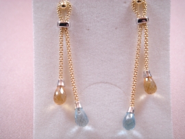 PENDIENTES ORO 18KT LAZO DOBLE PIEDRA 50MM PESO G5,15