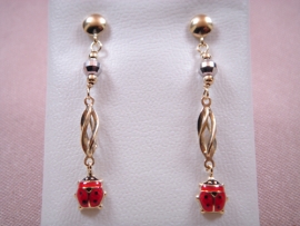 PENDIENTES ORO 18KT BICOLOR JAULILLA BOLA MARIQUITA D40X3MM PESO G2,85