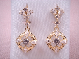 PENDIENTE ORO 18KT CUBANILLA CIRCONITAS 26X12MM PESO G3,35