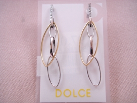 PENDIENTES ORO 18KT BICOLOR CIRCONITAS 40MM PESO G3,95