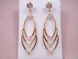 PENDIENTES ORO 18KT OVOIDES CIRCONITAS 40X12MM PESO G3,85