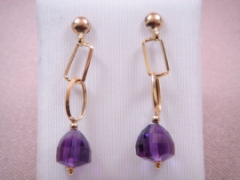 PENDIENTES ORO 18KT PIEDRA COLOR D30MM PESO G2,32