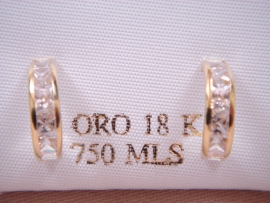 PENDIENTE ORO 18KT SEMIARO CIRCONITAS PRESION 12X3,7MM PESO G1,20