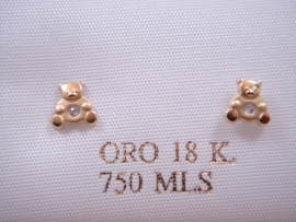 PENDIENTE ORO 18KT BEBE OSO CON CIRCONITA PESO G0,45 D6MM