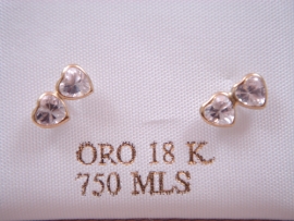 PENDIENTE ORO 18KT BEBE DOBLE CORAZON PESO G0,65 D4,5X8MM