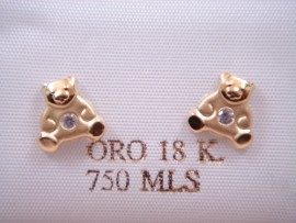 PENDIENTE ORO 18KT BEBE MAMA OSO CIRCONITAS PESO G0,85 D8MM