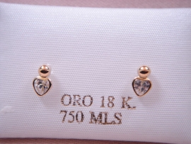 PENDIENTE ORO 18KT BEBE CORAZON BOLA PESO G0,55 D7,5X4,5MM