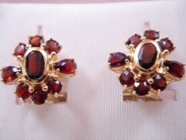 PENDIENTES ORO 18KT GRANATE FINO PESO G8,05 D13,5X15MM