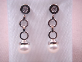 PENDIENTES ORO 18KT CIRCONITA-PERLA D25X7MM MM PESO G2,1