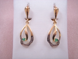 PENDIENTES ORO 18KT ESMERALDA D26X9MM PESO G1,95