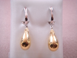 PENDIENTES ORO 18KT BICOLOR PERA D26X6MM PESO G3,45