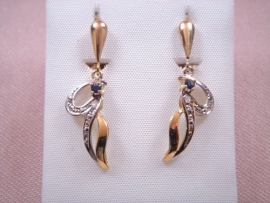 PENDIENTES ORO 18KT BICOLOR ZAFIRO D28X7MM PESO G2,25