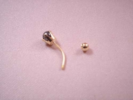 PIERCING ORO 18KT OMBLIGO PERLA NEGRA PESO G1,4