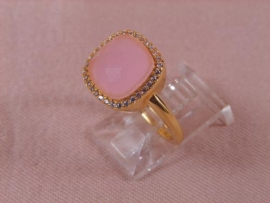 ANILLO PLATA 925MM CIRCONITAS Y PIEDRA CUARZO ROSA