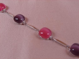 PULSERA PLATA 925MM  PIEDRA ROSA Y AMATISTA