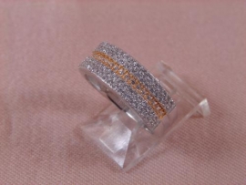 ANILLO PLATA 925MM  DORADO CON CIRCONITAS 