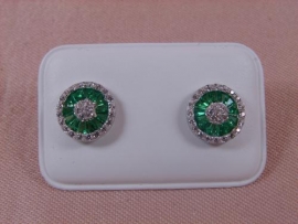 PENDIENTES PLATA 925MM CIRCONITA BLANCA Y VERDE G2,15