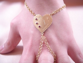 PULSERA ORO 18KT DEDO CORAZON PIEDRAS PESO G8,6