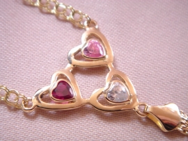 PULSERA ORO 18KT DEDO TRIPLE CORAZON PIEDRAS PESO G7,90