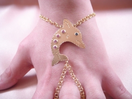 PULSERA ORO 18KT DEDO DELFIN PIEDRAS PESO G11,05