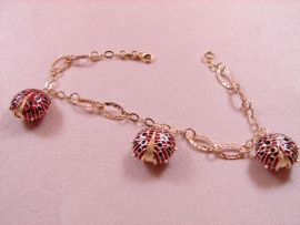 PULSERA ORO 18KT MARIQUITAS ESMALTADAS 16MM 19CM PESO 7,20G