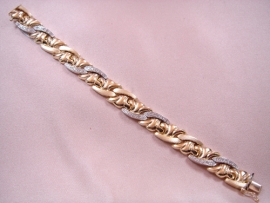 PULSERA ORO 18KT ESTAMPADO CON CIRCONITAS 21CM 12MM PESO G28,4