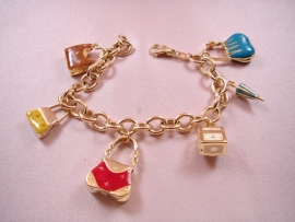 PULSERA ORO 18KT COLGANTES ESMALTE 21CM PESO G28,45