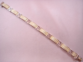 PULSERA ORO 18KT TRAMOS BICOLOR 21CM 10X2,5MM PESO G22,35