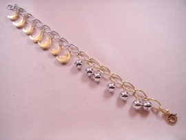 PULSERA ORO 18KT BICOLOR LUNAS-BOLAS 21CM PESO G18,4