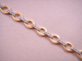 PULSERA ORO 18KT BICOLOR CON PIEDRAS 19CM D8MM PESO G8,95