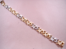 PULSERA ORO 18KT ESTAMPADO BICOLOR CIRCONITAS 21CM PESO G27,45 D11MM