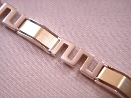 PULSERA ORO 18KT GRECA BICOLOR 21CM D7,5X2,75MM PESO G19,50