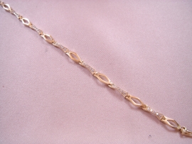PULSERA ORO 18KT ROMBO-TRAMO CIRCONITAS, PESO G8,85, LONGITUD  19CM, ANCHO 5MM