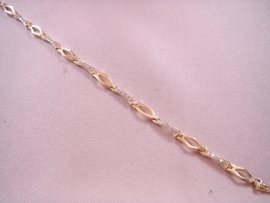 PULSERA ORO 18KT ROMBO-TRAMO CIRCONITAS, PESO G8,85, LONGITUD  19CM, ANCHO 5MM