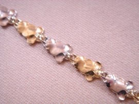 PULSERA ORO 18KT FLORES BICOLOR, PESO G7,9, 19CM, D6,8X0,9MM