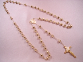 ROSARIO ORO 18KT BOLA DE 6MM 60CM+10CM CRUZ PESO G37,95