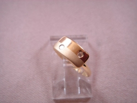 ANILLO ORO 18KT BRILLO-MATE DOBLE ZIRCONITA PESO 1,05G